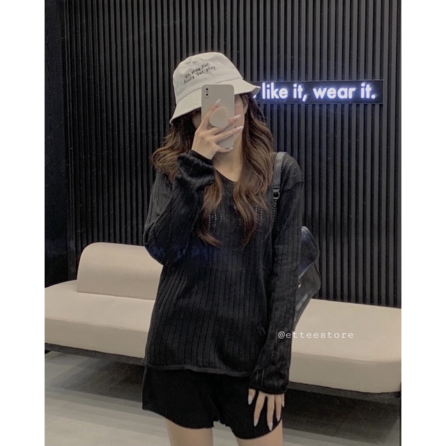 Áo len nữ ET.TEE co giãn freesize màu đen be Present A1871 | BigBuy360 - bigbuy360.vn