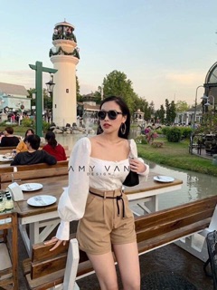 [CÓ SẴN] ❤️ SET ÁO SƠ MI TAY PHỒNG + QUẦN,KÈM NỊT