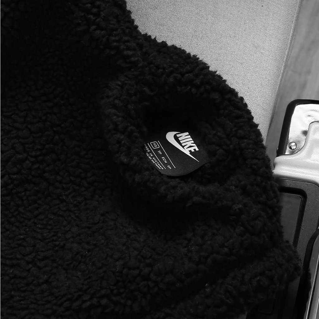 NIKE - Áo khoác lông thể thao nam nữ Nike Sportswear Swoosh Stand Collar Reversible Jacket chính hãng - Trắng kem x Đen