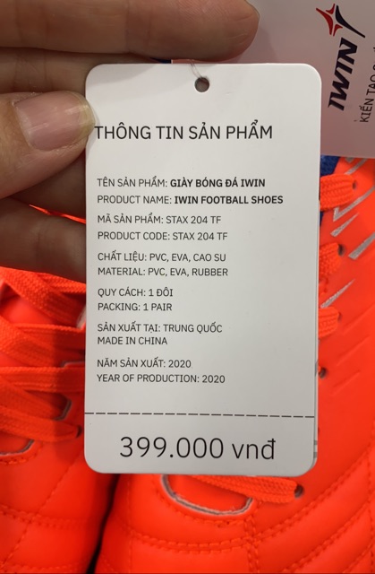 GIÀY ĐÁ BANH IWIN CAO CẤP tặng vớ chống trượt iwin