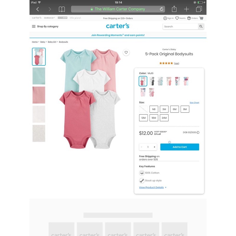 Bodysuit Carter's chính hãng-nhập Mỹ | BigBuy360 - bigbuy360.vn
