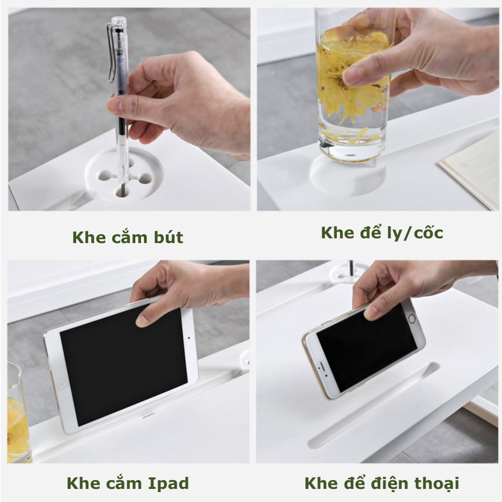 Bàn học nhựa đa năng gấp gọn có khe ipad 54.5x26x26.5cm