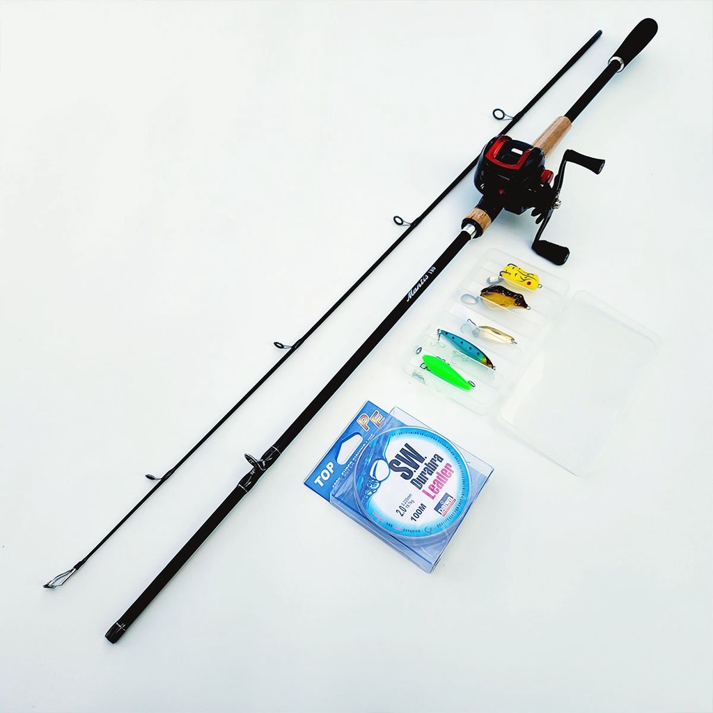Bộ Cần Câu Lure Mantis Máy Ngang Ares Cần Câu Cá Carbon Kèm Dây PE Và Hộp Mồi Lure