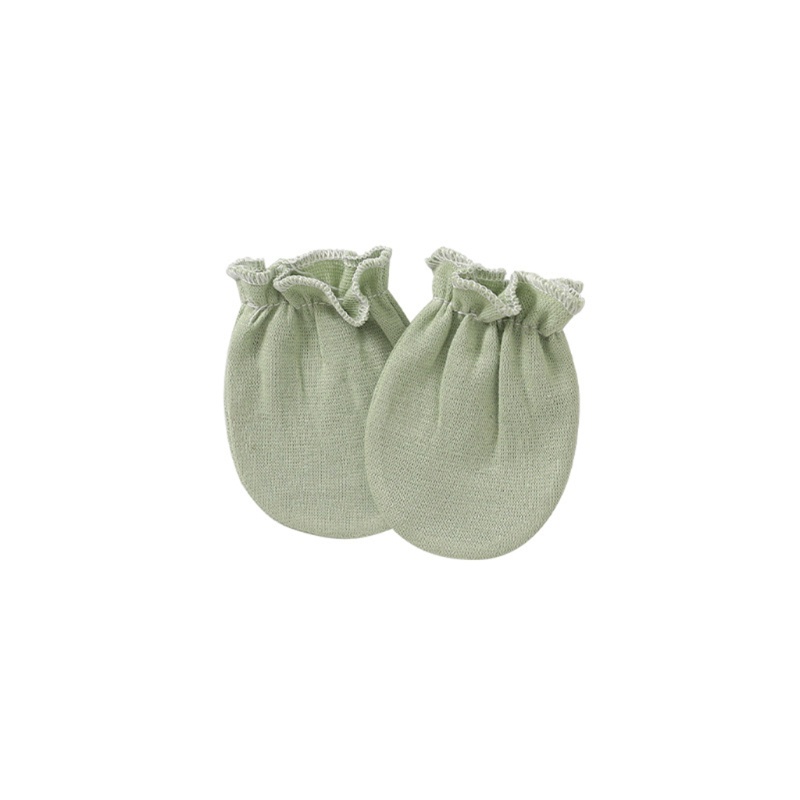 Bộ 3 Đôi Găng Tay + Mũ Cotton Mềm Mại Màu Trơn Chống Trầy Xước Thời Trang Xuân Hè Cho Bé