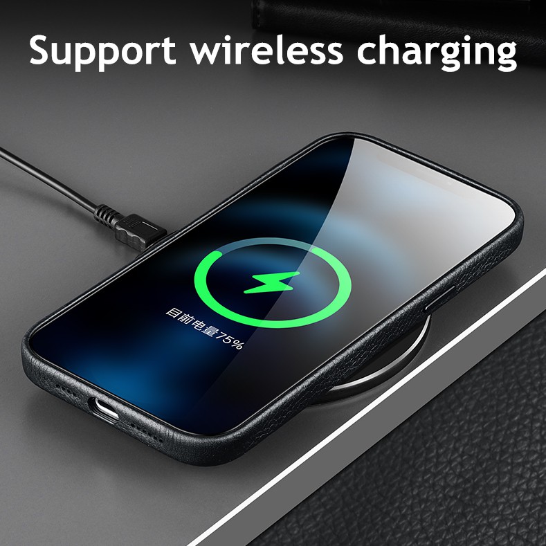 Bao Da Điện Thoại Bằng Da Bò Thật Cao Cấp Phối Nút Kim Loại Nhôm Cho iphone 13 12 pro max 12 mini 11 pro max Ốp