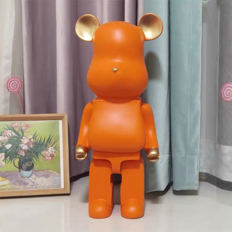 Tượng Gấu BearBrick Cam SG.DECOR Cao 50cm Hottrend Decor độc đáo hàng chuẩn loại 1 trang trí Shop nhà cửa Quà tặng Decor