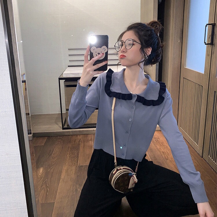 SUXI Áo Cardigan Dệt Kim Màu Trơn Lưng Cao Thời Trang Mùa Thu Cá Tính Dành Cho Phái Nữ