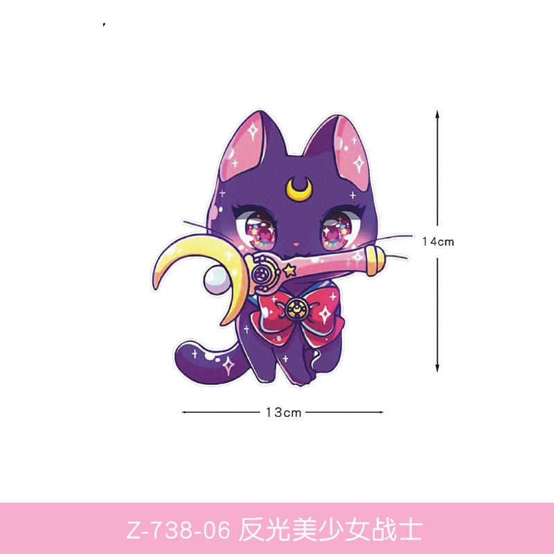 Đề Can Phản Quang Chống Nước Hình Thủy Thủ Mặt Trăng Dễ Thương Trang Trí Xe Hơi Xe Máy