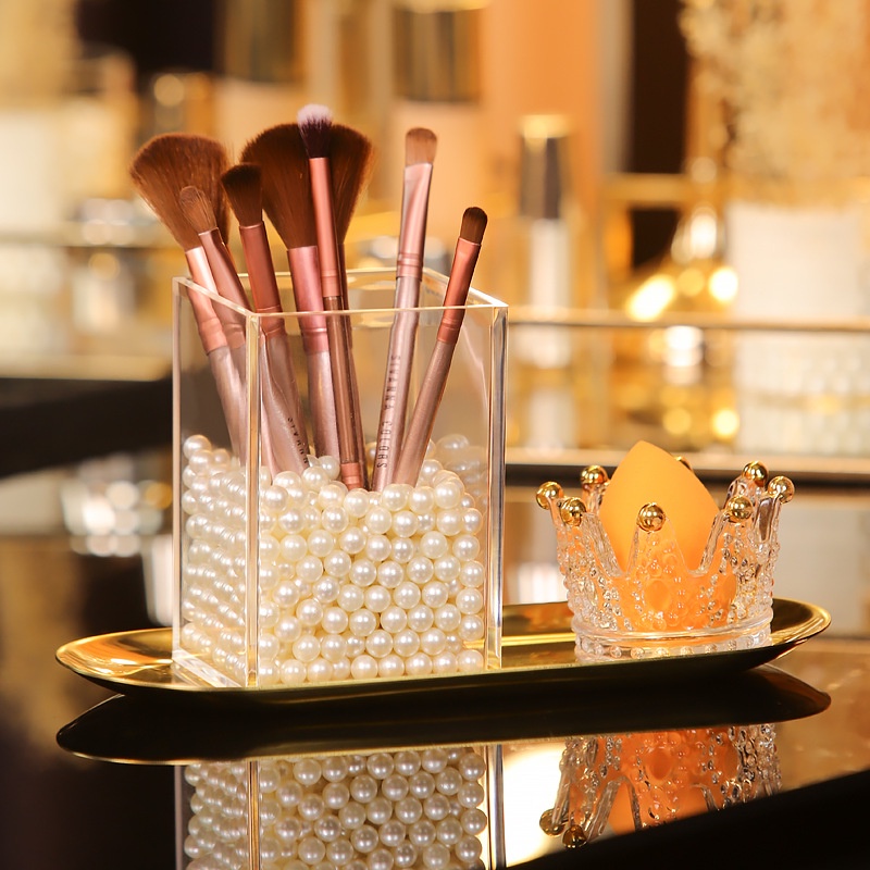 Giá Đỡ Cọ Trang Điểm Son Môi Bút Chì Vẽ Lông Mày Để Bàn Bằng Acrylic Gọn Gàng