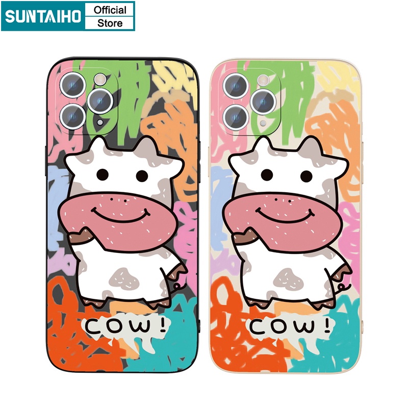 Ốp lưng iphone Ốp điện thoại Suntaiho silicon mềm hình bò con cho iPhone 13 12 11 Pro Max X XR Xs Max 7 8 Plus 12mini 13mini