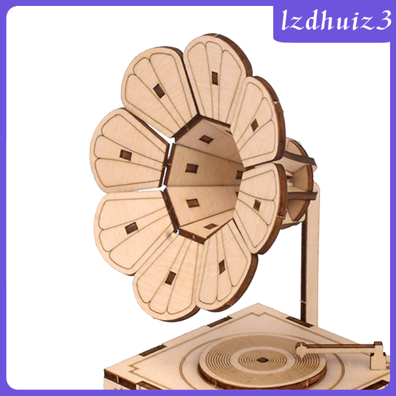 Bộ Đồ Chơi Lắp Ráp Mô Hình Máy Hát Gemgem Loey 3D Bằng Gỗ DIY Cho Người Lớn