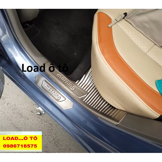 Ốp Bậc Cửa, Nẹp Bước Chân Trong Ngoài Kia Morning 2015-2021 Chất Liệu Inox Cao Cấp Load Ô Tô