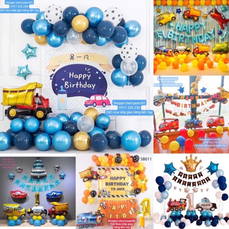 Set Bóng Trang Trí Xe l Kèm Backdrop Thiết kế in tên Theo Yêu Cầu Xe Hơi Đủ Loại Kiểu Siêu Dễ Thương
