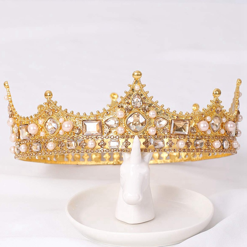 Vương Miện Đính Ngọc Trai Phong Cách Baroque Cho Cô Dâu