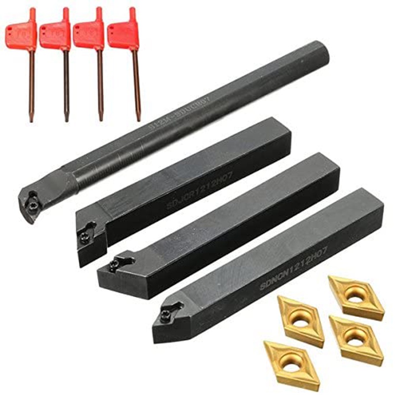 Set 10 Lưỡi Chèn + 4 Giá Đỡ + 4 Chìa Vặn Cho Máy Tiện