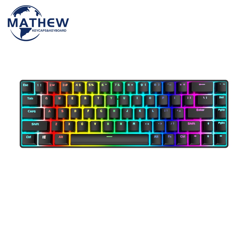 【Ready Stock】MK68 Layout  Mechanical Keyboard Kit RGB Light Bluetooth 2.4g/wired Three-mode Hot-swappable 68keys