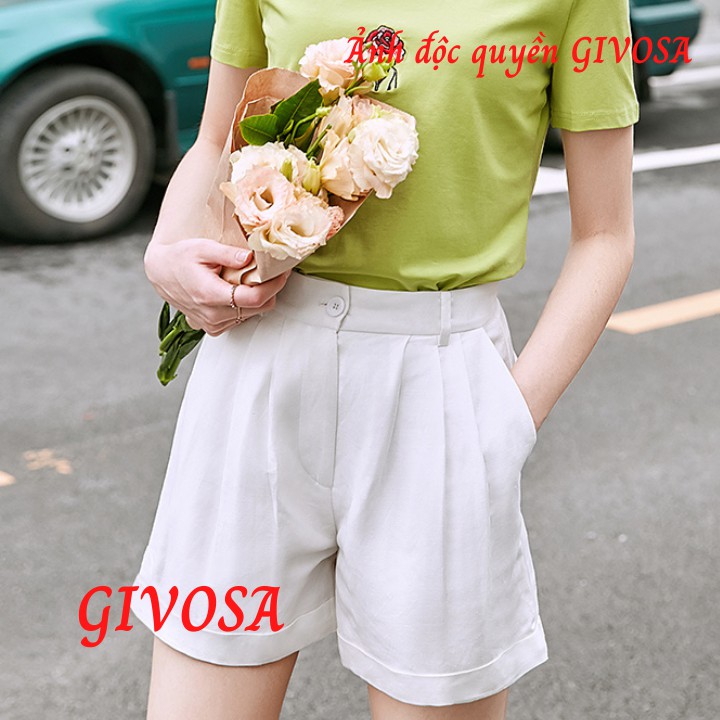 Quần short nữ Goness cạp cao chất vải Vintex cao cấp co giãn tốt tôn dáng
