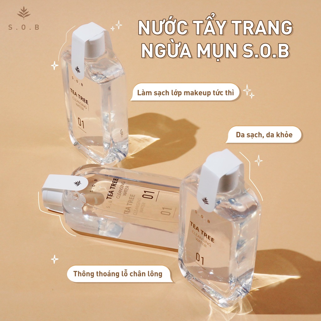 Nước Tẩy Trang Dịu Nhẹ Cho Da S.O.B Tea Tree Cleansing Water 300ml
