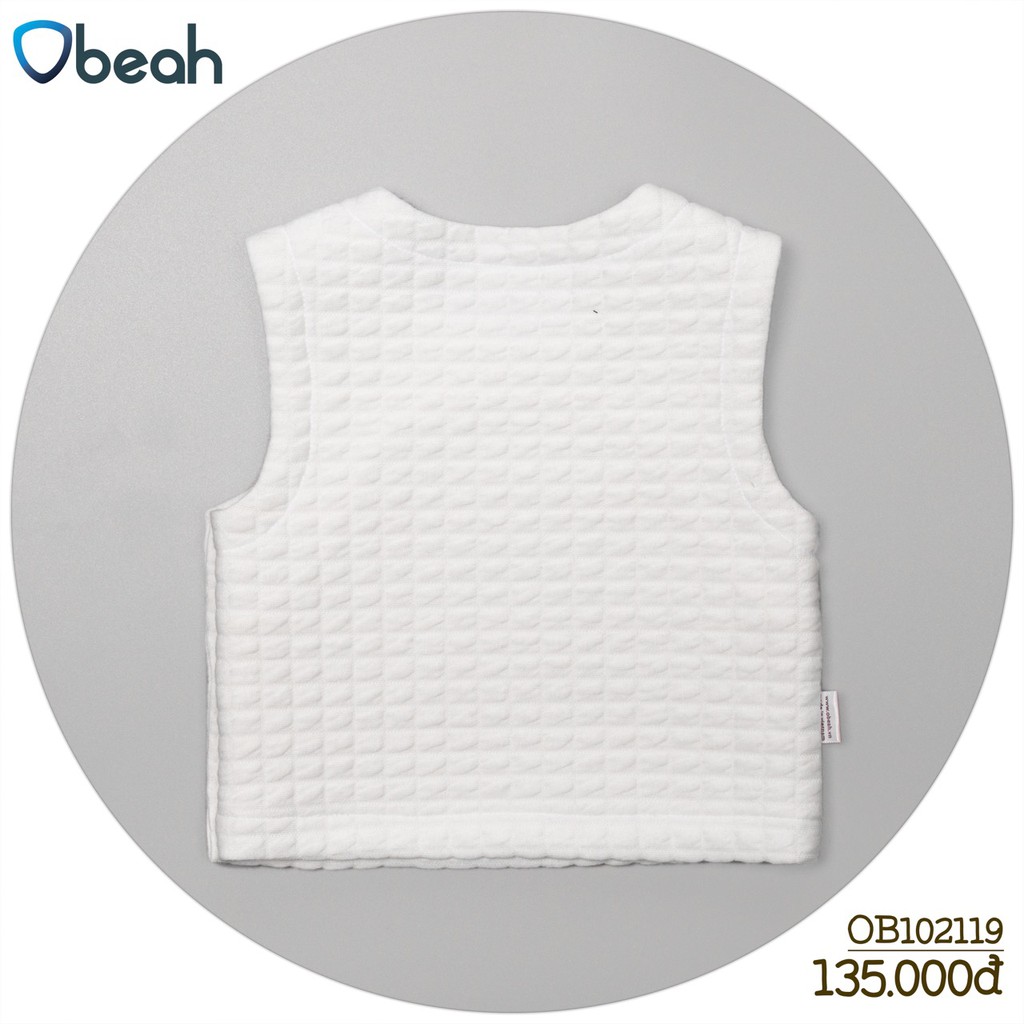 Áo gile trần bông Obeah màu trắng Fullsize 59 đến 90 cho bé yêu từ 0 đến 24 tháng tuổi