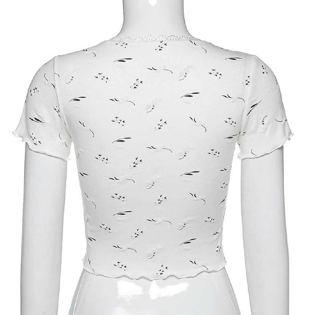 Áo Croptop Tay Ngắn In Họa Tiết Thời Trang Mùa Hè Dành Cho Bạn Nữ