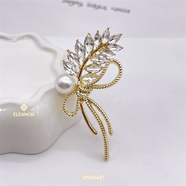 Ghim cài áo nam nữ Eleanor Accessories hình bông lúa đính đá phụ kiện thời trang 4447