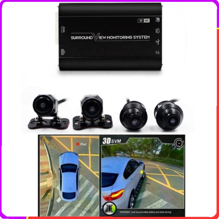Sản Phẩm Bộ 4 mắt camera hành trình 360 độ, lắp cho màn hình trên ô tô. Bản 3D cao cấp chuẩn AHD 1080P - Hàng Cao Cấp | BigBuy360 - bigbuy360.vn