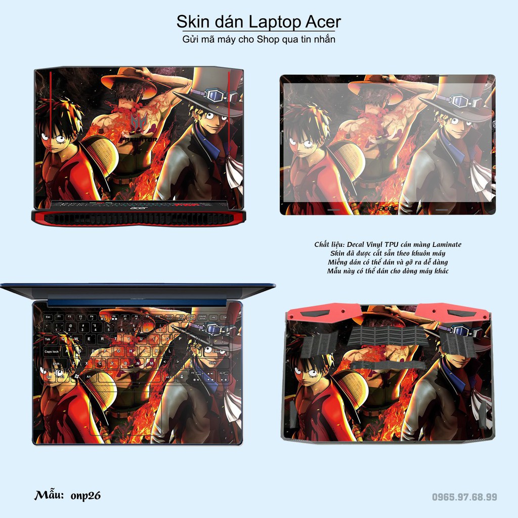 Skin dán Laptop Acer in hình One Piece nhiều mẫu 22 (inbox mã máy cho Shop)