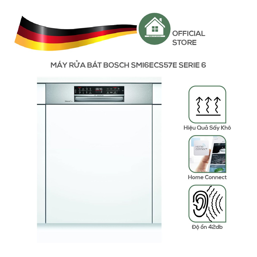 Máy Rửa Chén, Bát Bosch SMI6ECS57E Series 6 Bán Âm - Nhập Khẩu Từ Đức [MIỄN PHÍ NHÂN CÔNG LẮP ĐẶT]