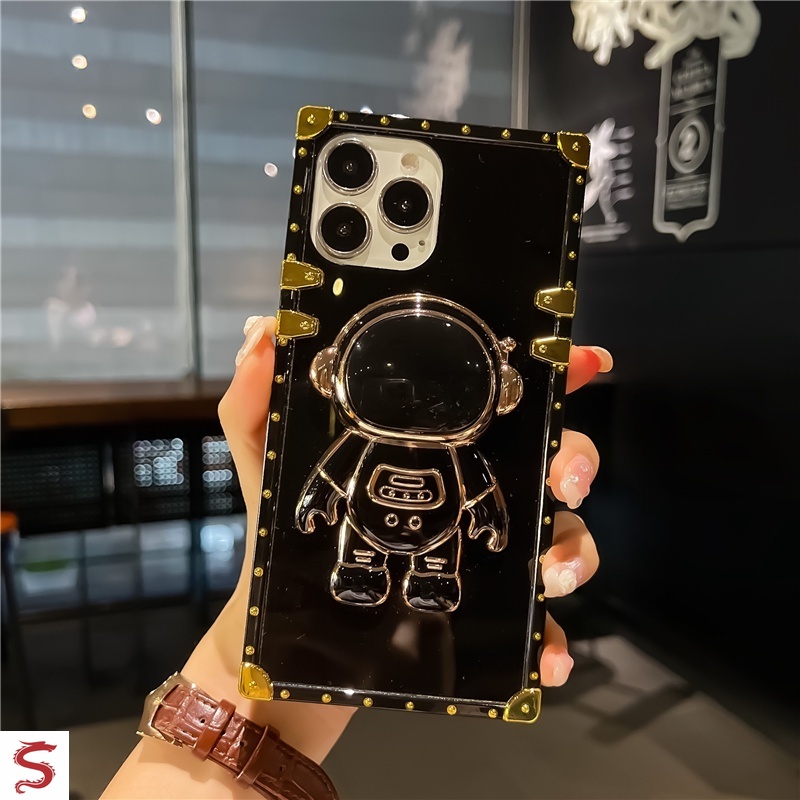 Ốp Điện Thoại Hình Vuông Họa Tiết Phi Hành Gia Hoạt Hình Cho iphone 15 14 pro max 13 12 11pro xs xr 8 7plus 6plus