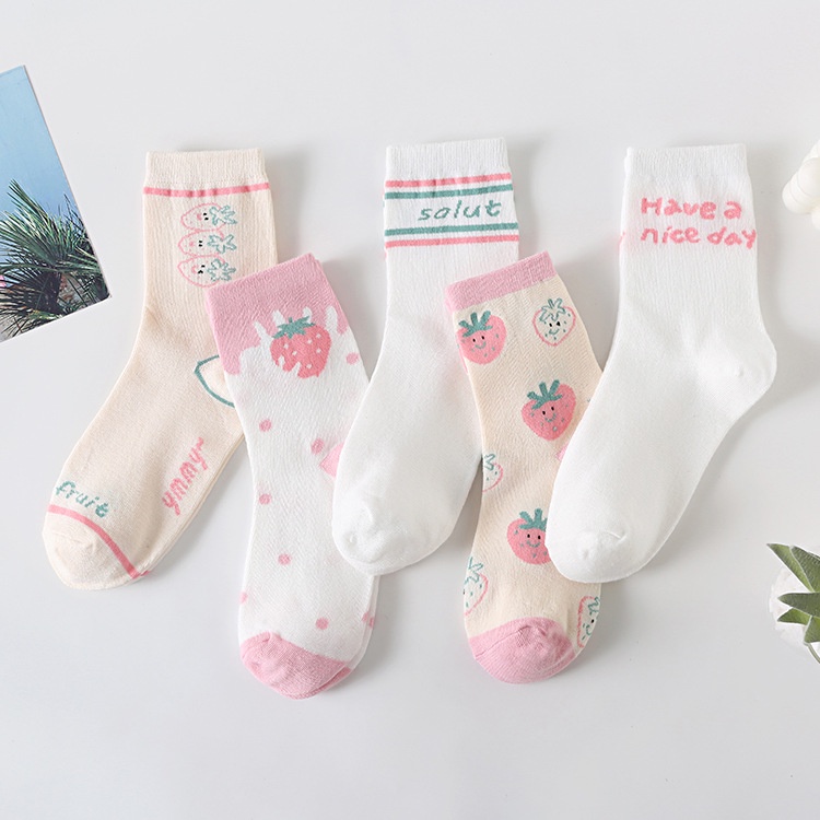 Combo 5 đôi tất vớ nữ cổ ngắn - vớ nữ cổ ngắn phong cách Nhật Hàn đáng yêu N1