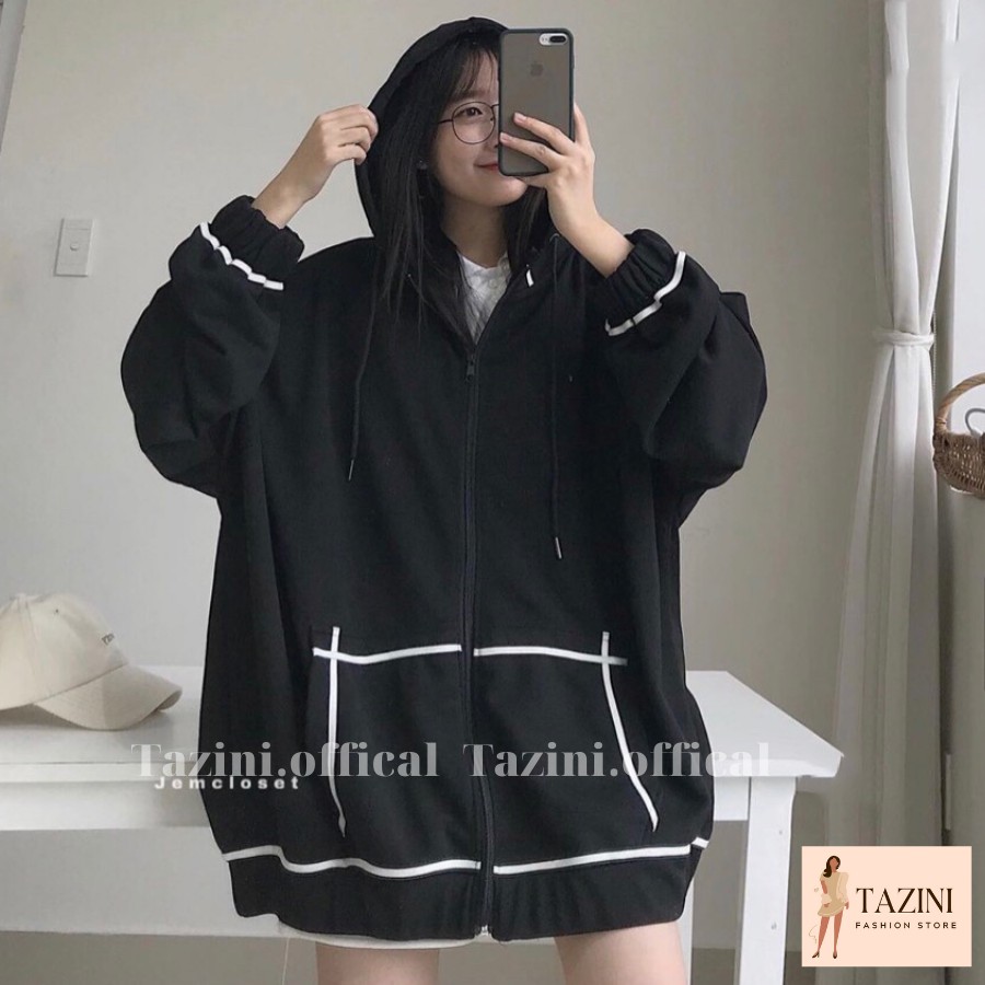 [Video + Ảnh Thật] Áo Khoác Nữ Viền Trắng 3 Màu Chất Nỉ Ngoại Form Rộng TaZiNi - Mã 462 | BigBuy360 - bigbuy360.vn