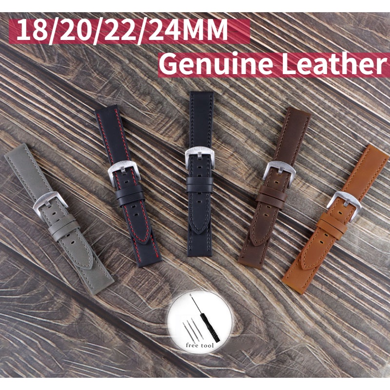 Dây Đeo Đồng Hồ Bằng Da Thật 18mm 20mm 22mm 24mm Phong Cách Retro
