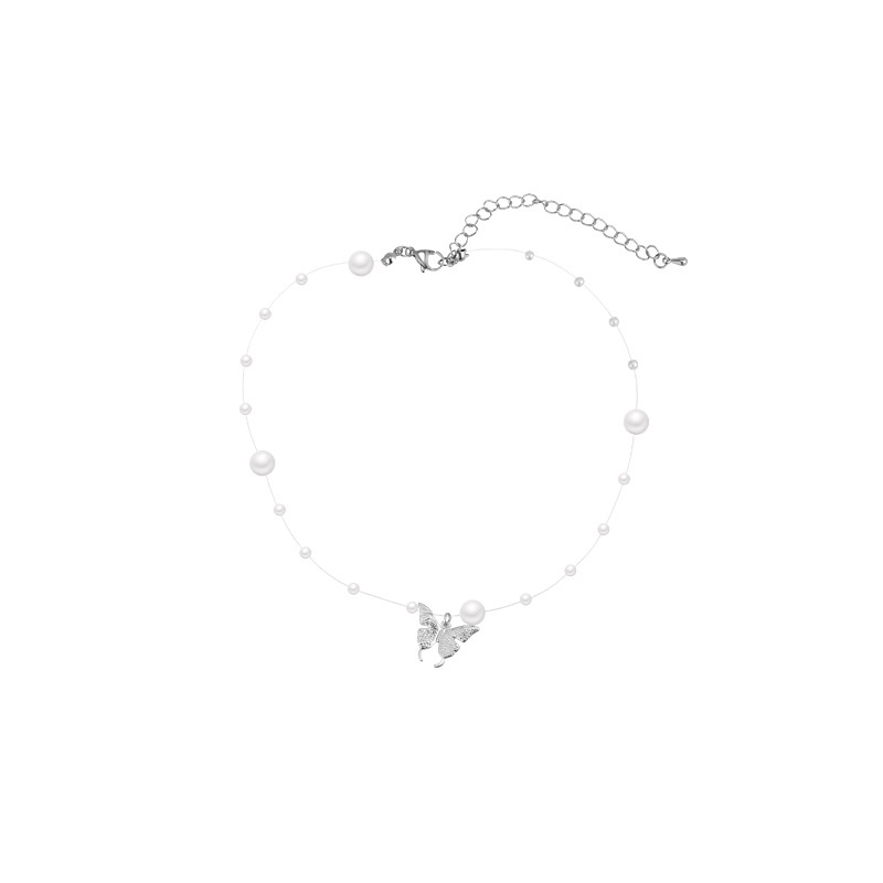 Vòng cổ Mặt Hình Bướm Đính Ngọc Trai Sang Trọng Cho Nữ