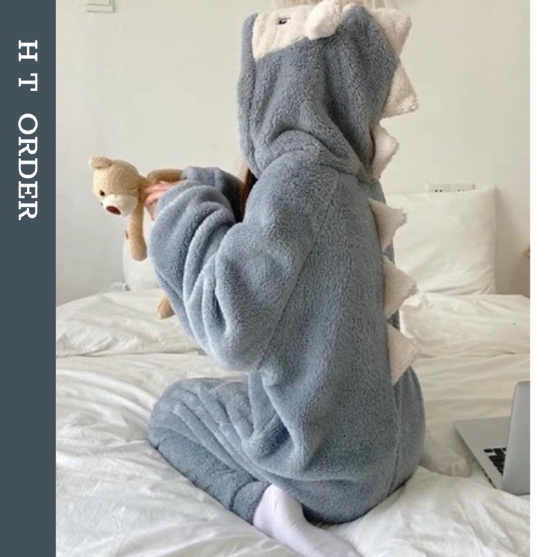 ORDER_ Bộ ngủ bông khủng lông liền người 2 màu trắng xanh đơn giản dễ thương phong cách năng động hot 2022