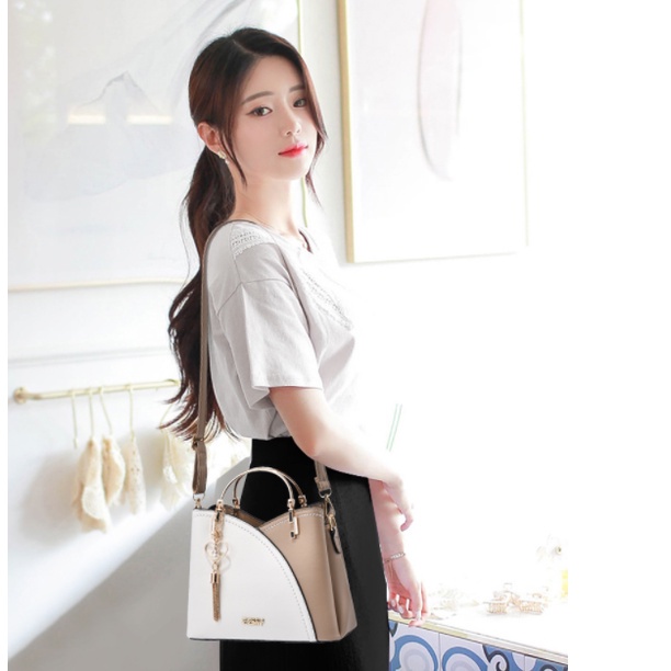 Hàng Có Sẵn QiDong beg Túi Đeo Chéo Vai Phối Màu Sắc Thời Trang Dành Cho Nữ