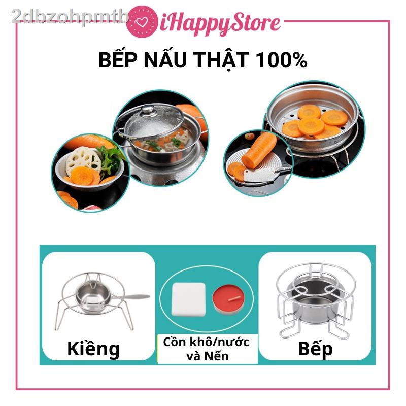 HOT- [ Ảnh thật ]2dbzohpmtbBếp Mini Nấu Thật - Đồ Chơi Ăn Inox Cho Bé Gái, Trai iHappyStore