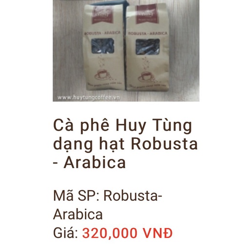 Cà phê Huy Tùng dạng Xay Sẵn Robusta - Arabica Gói 500G