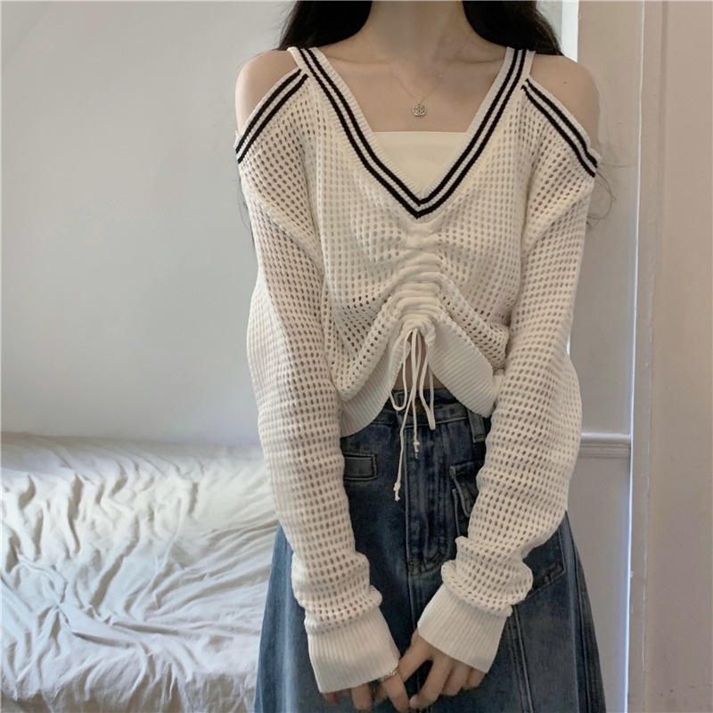 NRVP Áo Sweater Dệt Kim Dài Tay Thiết Kế Mới Thời Trang Theo Phong Cách Hàn Quốc Cho Nữ