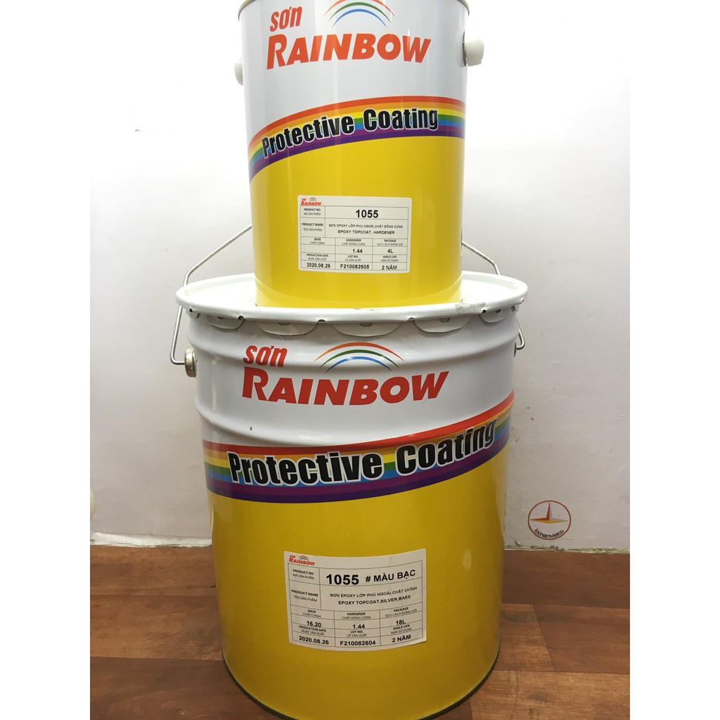 Sơn Rainbow Epoxy Topcoat 1055 màu bạc ( bộ 18L)