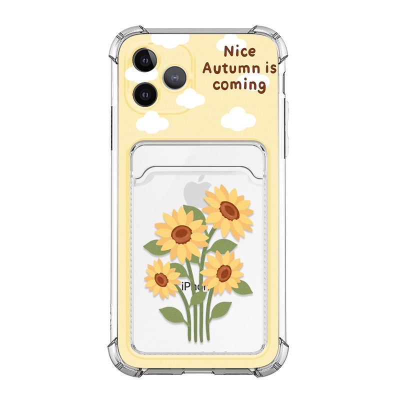 Ốp lưng iphone ốp Điện Thoại Họa Tiết Hoa Hướng Dương Có Ngăn Đựng Thẻ Cho iPhone 14 13 12 11 PROMAX XS XR XSMAX SE2020 6 7 8Plus