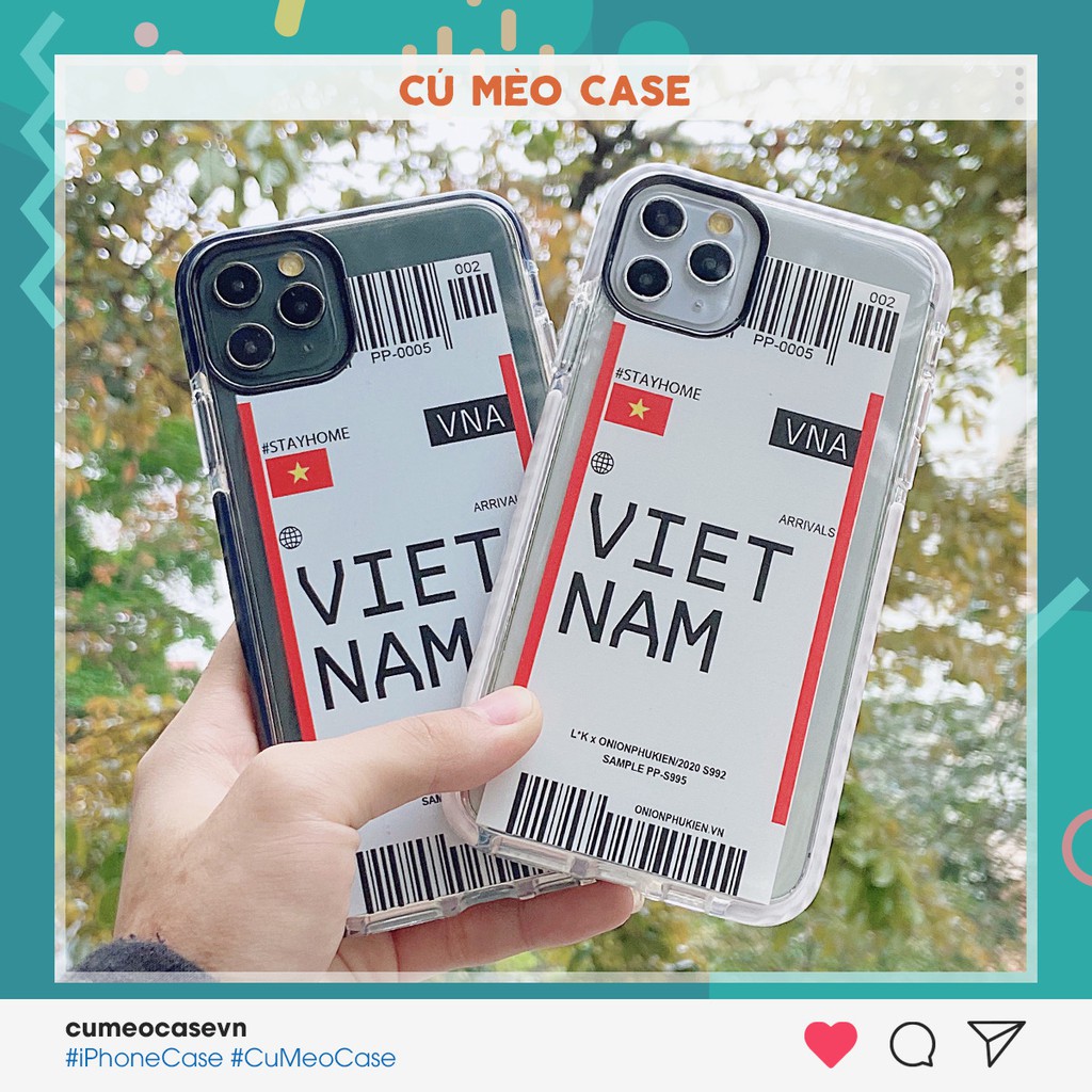 Ốp vé máy bay cờ Việt Nam  dành cho iPhone 7/8 iPhone 7/8 Plus iPhone X/Xs/Xr/XsMax iPhone 11/11 Pro/11 Promax