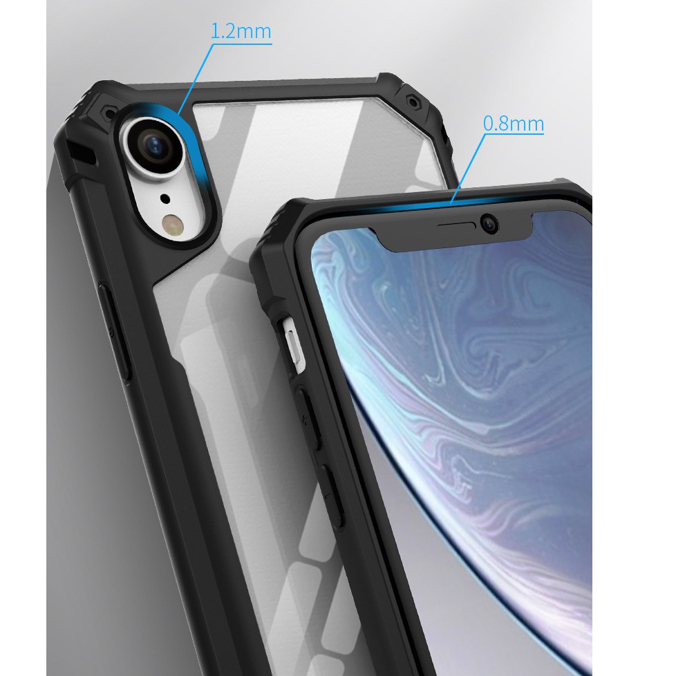 Ốp lưng Iphone XR Mặt lưng trong suốt chống sốc cao cấp kèm gờ cao bảo vệ camera máy