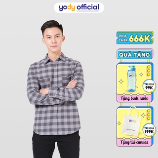 Áo sơ mi nam YODY dài tay có túi ngực họa tiết kẻ caro basic - SMM4031
