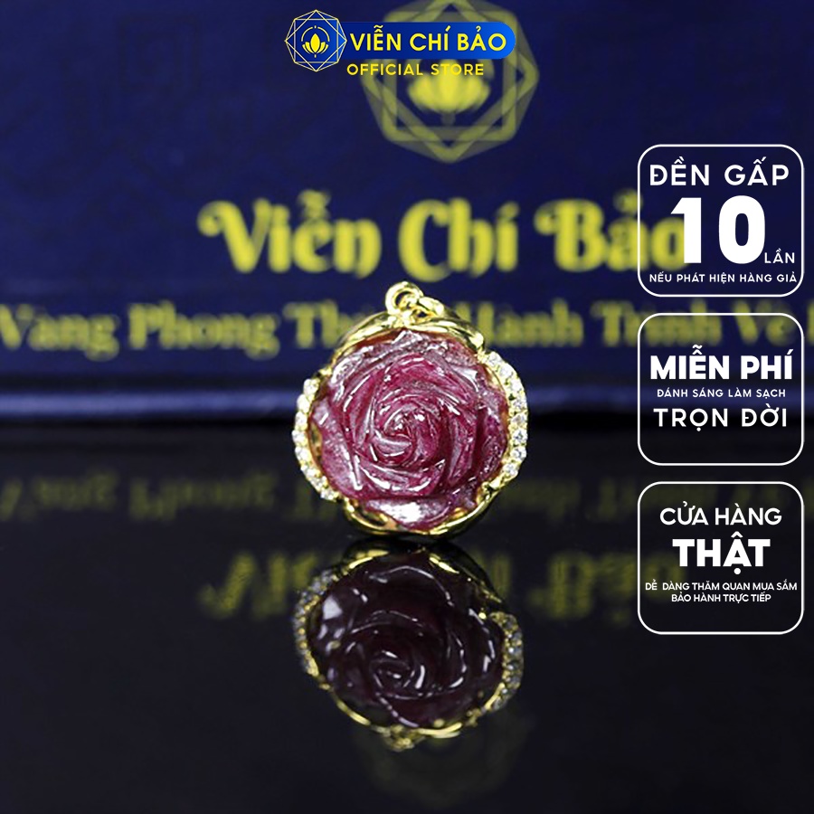 Mặt dây chuyền  hoa mẫu đơn ruby - xi vàng thời trang phụ kiện trang sức Viễn Chí Bảo M600045