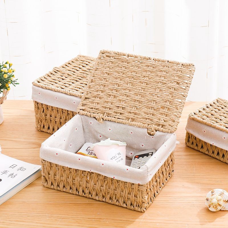 Giỏ đựng đồ đan thủ công kích thước S/M/L trang trí bàn phong cách Bắc Âu