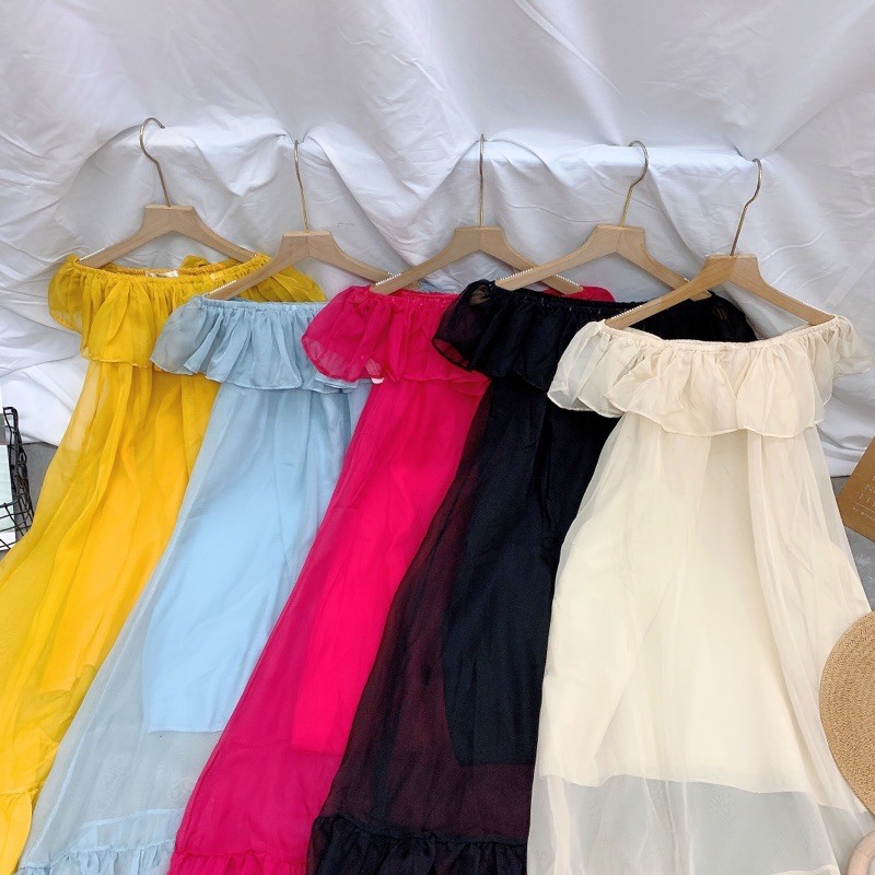 Đàm maxi von bèo trệt vai về 5 màu | BigBuy360 - bigbuy360.vn