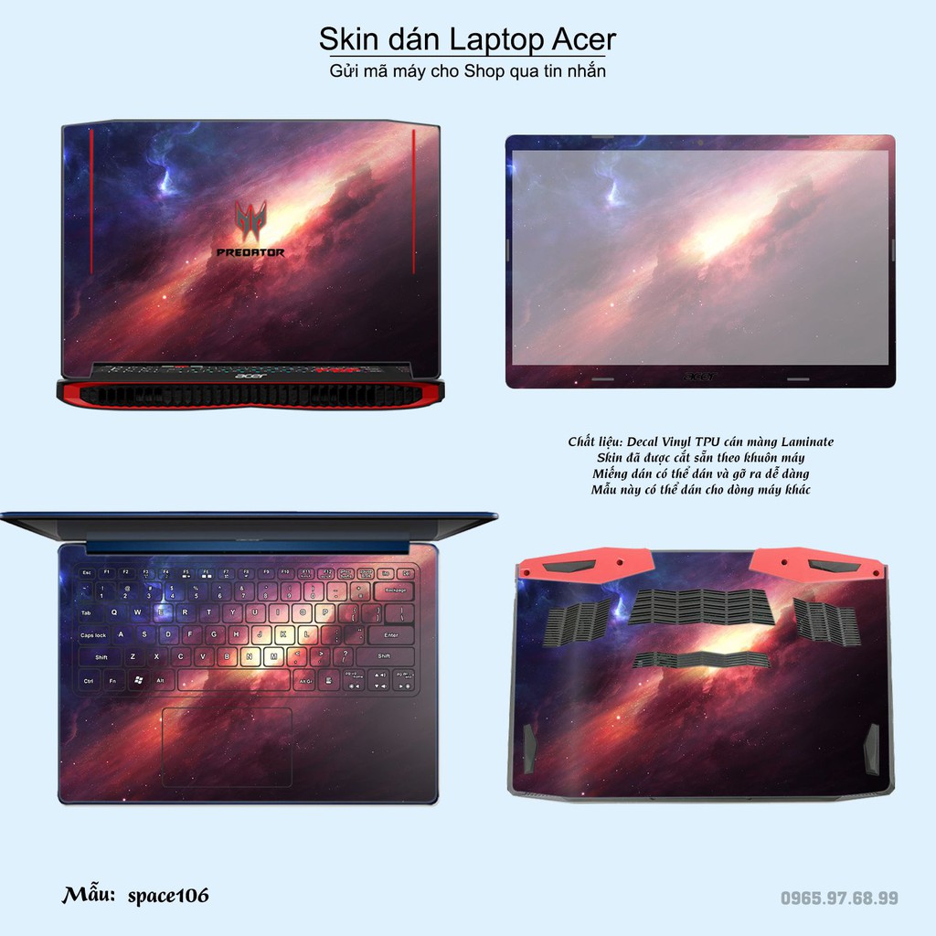 Skin dán Laptop Acer in hình không gian nhiều mẫu 18 (inbox mã máy cho Shop)