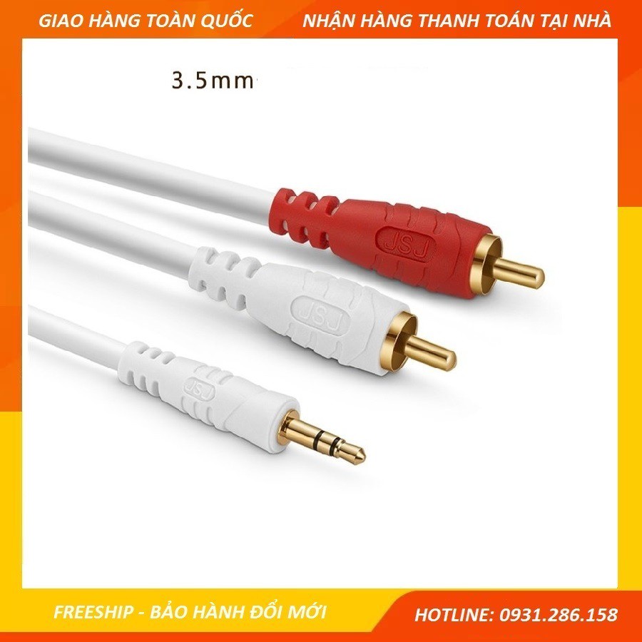 Dây cáp loa 3,5mm ra 2 đầu bông sen - siêu bền