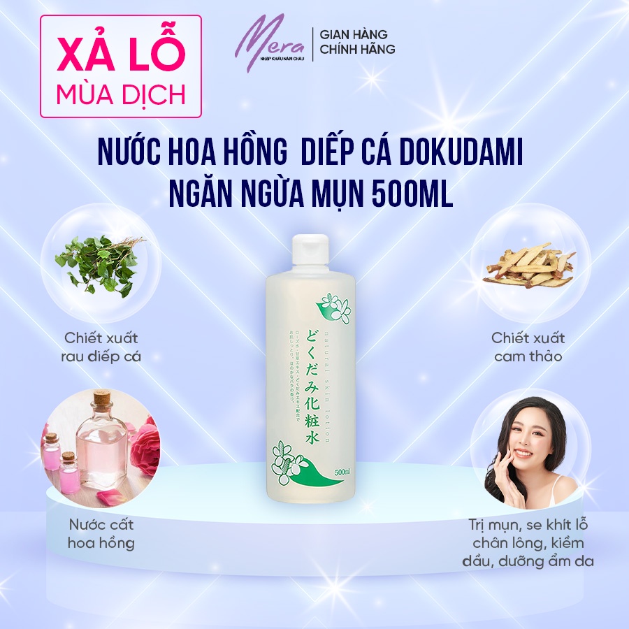 Nước hoa hồng lotion toner diếp cá Dokudami ngăn ngừa mụn 500ml