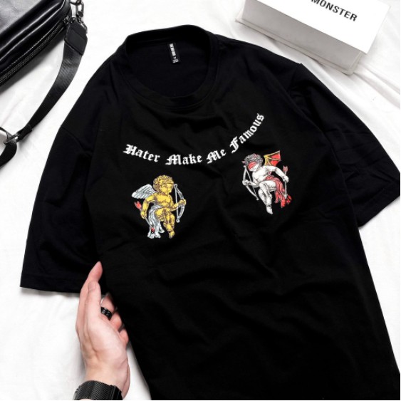 Áo thun tay lỡ Hater in hình thiên thần cao cấp, áo thun unisex, mike_streetwear